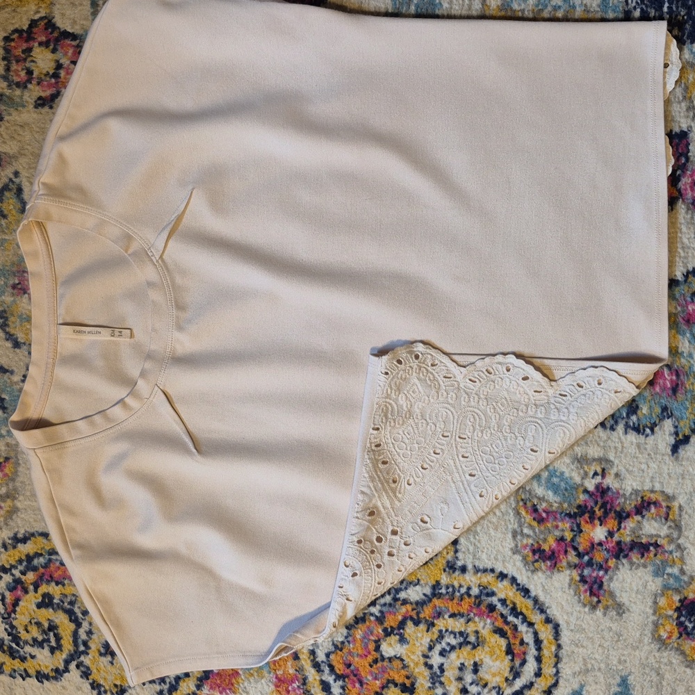 Karen Millen Cream Eyelet Sleeveless Crop Top